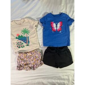 Cat & Jack Simple Joys Jumping Beans Girls 12M 4pc Tropical Butterfly Shorts Set